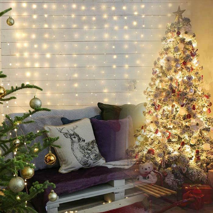 LED světelný závěs 3x3m - Christmaslights 1+1 GRATIS
