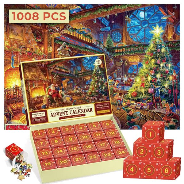 Vánoční adventní kalendář s puzzle (1008 dílků) – Puzzlex